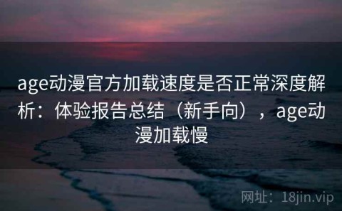 age动漫官方加载速度是否正常深度解析：体验报告总结（新手向），age动漫加载慢