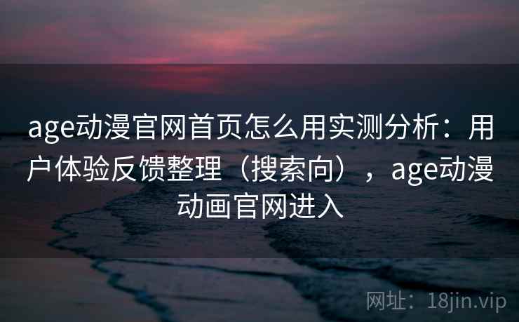 age动漫官网首页怎么用实测分析：用户体验反馈整理（搜索向），age动漫动画官网进入